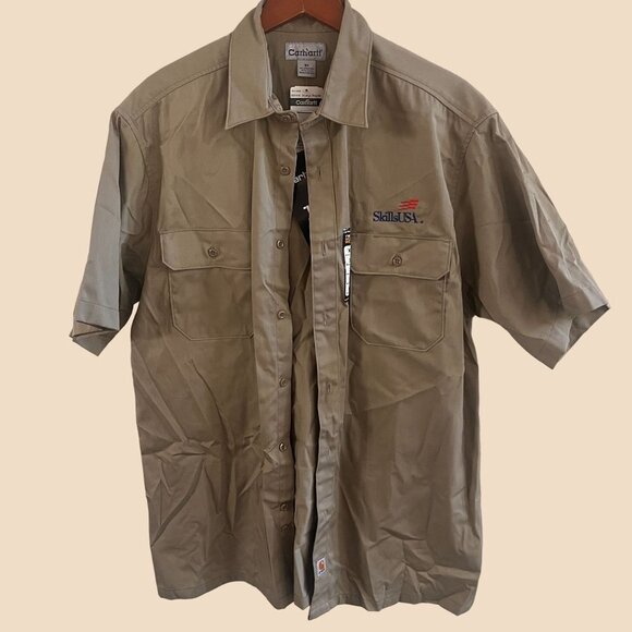 Carhartt Shirt Mens XL Heavy Twill Work Wear Outdoor Utility Button Up Easy Care - Picture 1 of 9